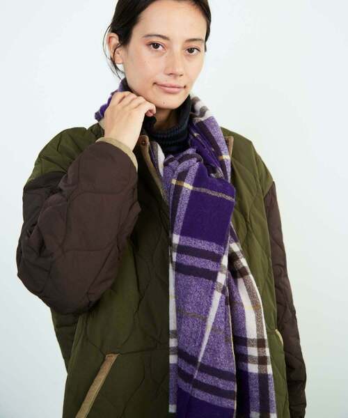 FRAPBOIS（フラボア）の「マフラー1（マフラー・レディース・オフホワイト/パープル/グリーン・FREE）」の6枚目の写真