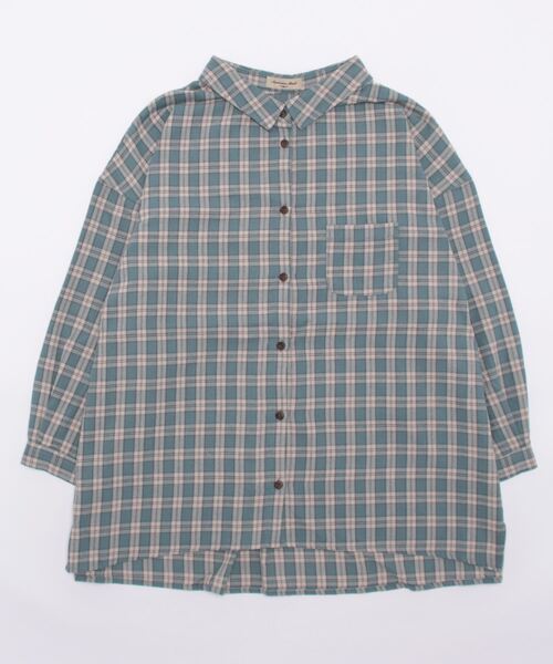 Samansa Mos2（サマンサ モスモス）の「【リサイクルヤーン】ネルチェック柄シャツ（シャツ/ブラウス・レディース・ブラウン/ボルドー/ネイビー/ミント・ﾌﾘ-）」の3枚目の写真