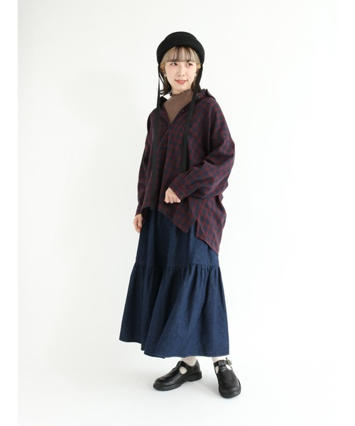Samansa Mos2（サマンサ モスモス）の「【リサイクルヤーン】ネルチェック柄シャツ（シャツ/ブラウス・レディース・ブラウン/ボルドー/ネイビー/ミント・ﾌﾘ-）」の15枚目の写真