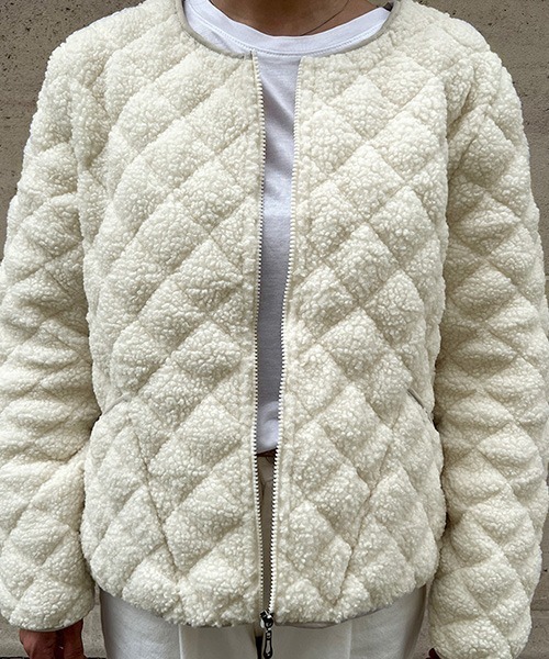 NANING9（ナンニング）の「NANING9 キルティングボアフリースジャケット（その他アウター・レディース・ブラック/アイボリー・FREE）」の21枚目の写真