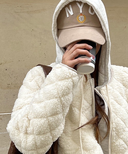 NANING9（ナンニング）の「NANING9 キルティングボアフリースジャケット（その他アウター・レディース・ブラック/アイボリー・FREE）」の12枚目の写真