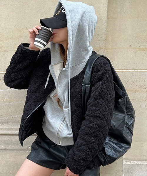 NANING9（ナンニング）の「NANING9 キルティングボアフリースジャケット（その他アウター・レディース・ブラック/アイボリー・FREE）」の19枚目の写真