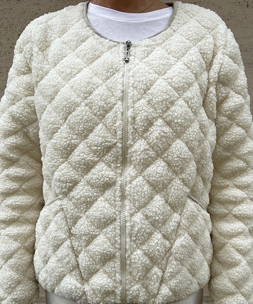 NANING9（ナンニング）の「NANING9 キルティングボアフリースジャケット（その他アウター・レディース・ブラック/アイボリー・FREE）」の20枚目の写真