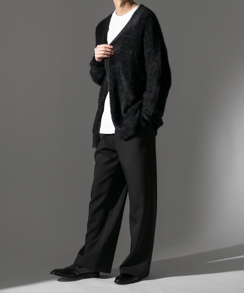 Adoon plain（アドーンプレーン）の「【Adoon plain】シャギールーズカーディガン（カーディガン/ボレロ・メンズ・ブラック/グレー・MEDIUM/LARGE）」の5枚目の写真