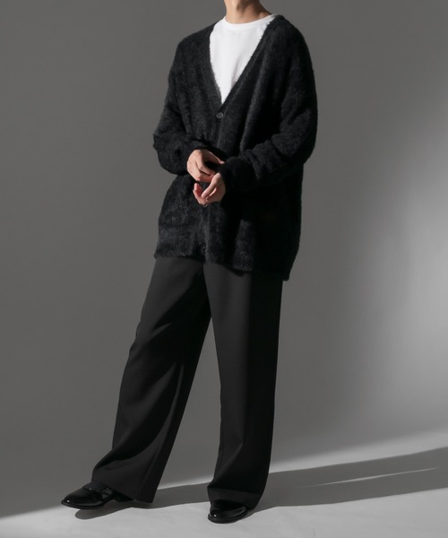 Adoon plain（アドーンプレーン）の「【Adoon plain】シャギールーズカーディガン（カーディガン/ボレロ・メンズ・ブラック/グレー・MEDIUM/LARGE）」の4枚目の写真