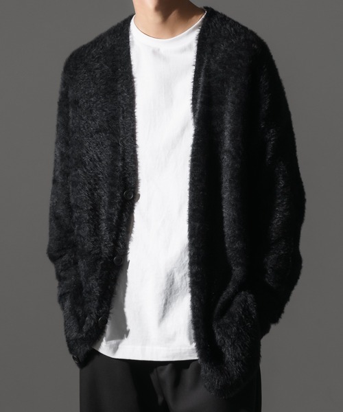 Adoon plain（アドーンプレーン）の「【Adoon plain】シャギールーズカーディガン（カーディガン/ボレロ・メンズ・ブラック/グレー・MEDIUM/LARGE）」の9枚目の写真