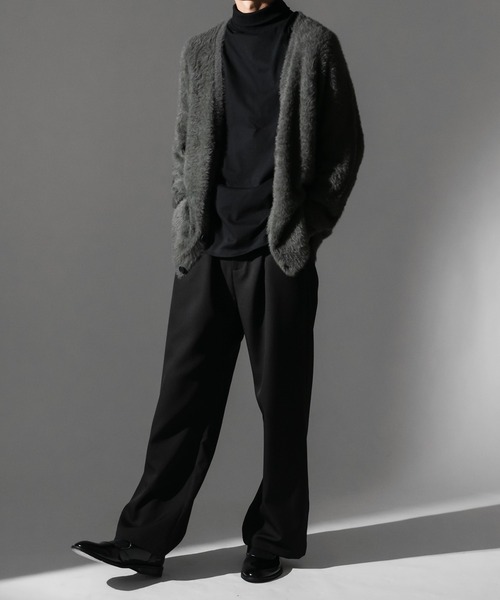 Adoon plain（アドーンプレーン）の「【Adoon plain】シャギールーズカーディガン（カーディガン/ボレロ・メンズ・ブラック/グレー・MEDIUM/LARGE）」の16枚目の写真