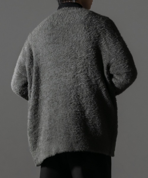 Adoon plain（アドーンプレーン）の「【Adoon plain】シャギールーズカーディガン（カーディガン/ボレロ・メンズ・ブラック/グレー・MEDIUM/LARGE）」の20枚目の写真