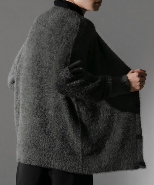 Adoon plain（アドーンプレーン）の「【Adoon plain】シャギールーズカーディガン（カーディガン/ボレロ・メンズ・ブラック/グレー・MEDIUM/LARGE）」の19枚目の写真