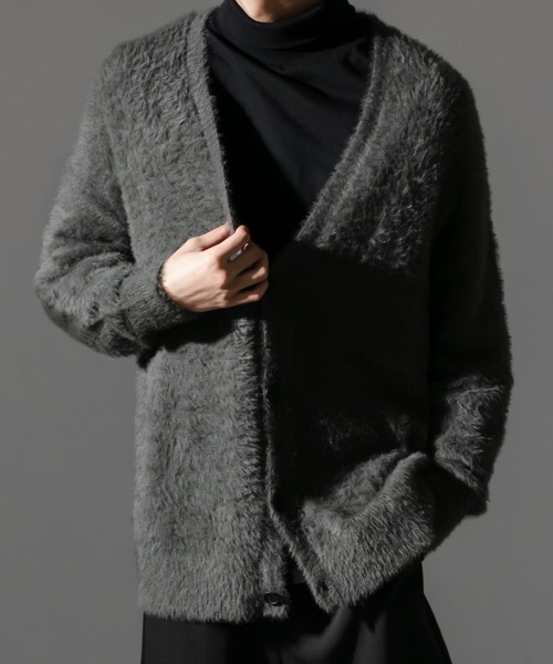 Adoon plain（アドーンプレーン）の「【Adoon plain】シャギールーズカーディガン（カーディガン/ボレロ・メンズ・ブラック/グレー・MEDIUM/LARGE）」の17枚目の写真