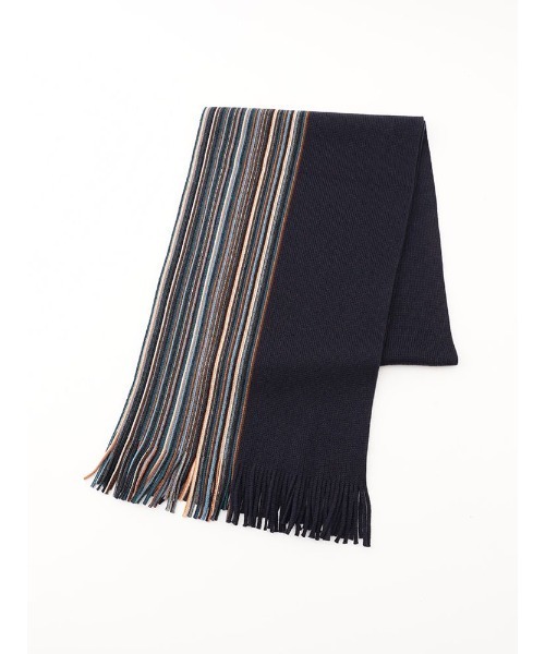 Perfect Suit FActory（パーフェクトスーツファクトリー）の「カシミンクマフラー　V.FRAAS　ストライプ　ブラック/グレー/ワイン/ネイビー（マフラー・メンズ・ネイビー/ブラック/チャコールグレー/ワイン・FREE）」の4枚目の写真