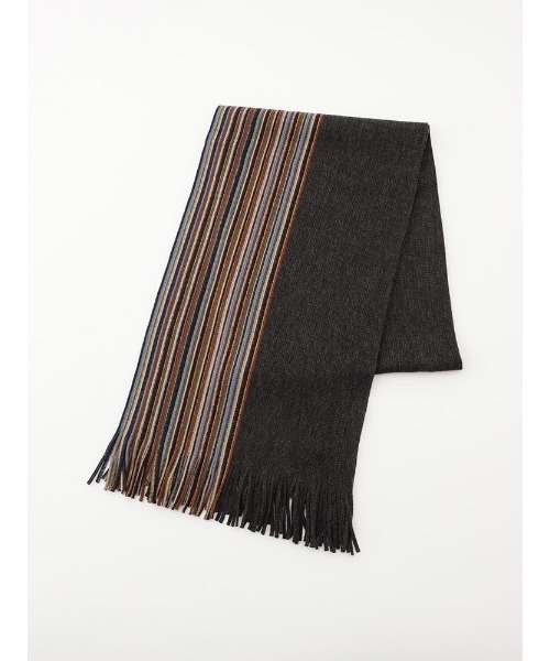 Perfect Suit FActory（パーフェクトスーツファクトリー）の「カシミンクマフラー　V.FRAAS　ストライプ　ブラック/グレー/ワイン/ネイビー（マフラー・メンズ・ネイビー/ブラック/チャコールグレー/ワイン・FREE）」の3枚目の写真