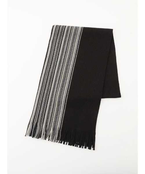 Perfect Suit FActory（パーフェクトスーツファクトリー）の「カシミンクマフラー　V.FRAAS　ストライプ　ブラック/グレー/ワイン/ネイビー（マフラー・メンズ・ネイビー/ブラック/チャコールグレー/ワイン・FREE）」の2枚目の写真