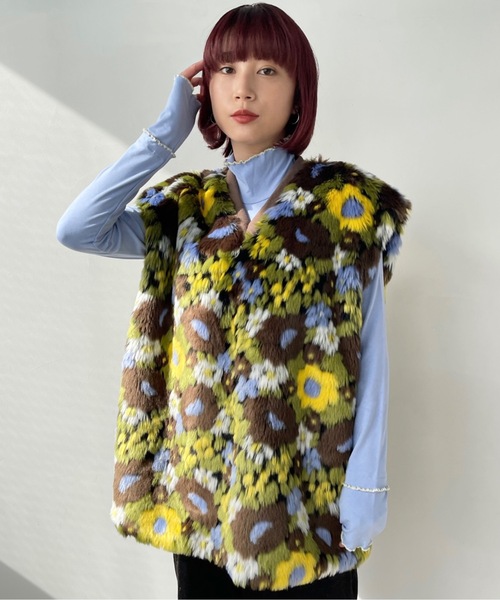 美品サンセルフ ベスト フェイクファー ピンク 美品サンセルフ ベスト フェイクファー ピンク SANSeLF」 ベスト FREE