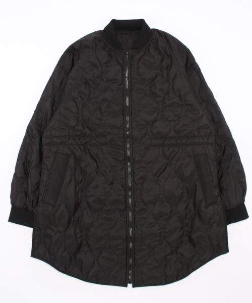 STYLEBLOCK（スタイルブロック）の「中綿キルティングミドル丈ブルゾン（モッズコート・レディース・ブラック/アイボリー/カーキ・FREE）」の8枚目の写真