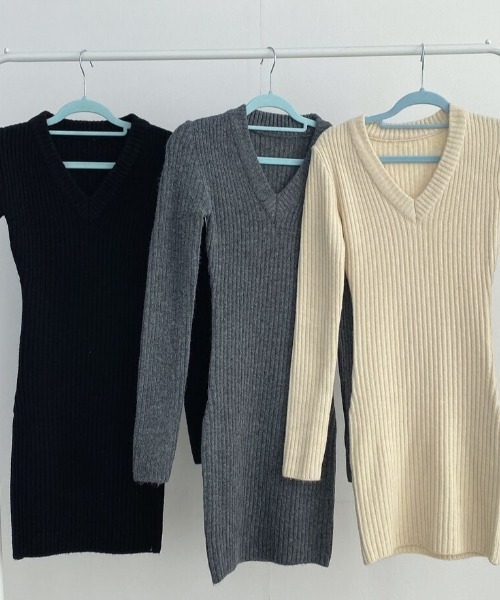 Vipoa（ヴィポア）の「Vネックタイトミニワンピ（ワンピース・レディース・ブラック/アイボリー/グレー・FREE）」の16枚目の写真