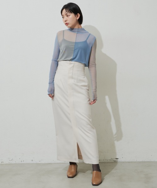 Aunt Marie's（アントマリーズ）の「シアーハイネックトップス（Tシャツ/カットソー・レディース・ホワイト/グリーン/ブラック/ブルー・FREE）」の11枚目の写真