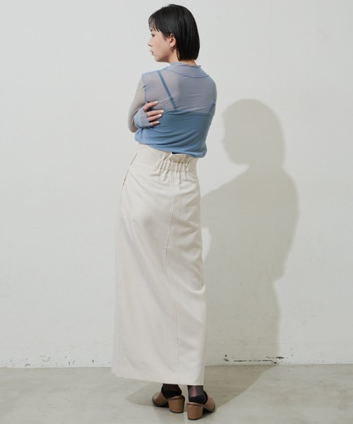 Aunt Marie's（アントマリーズ）の「シアーハイネックトップス（Tシャツ/カットソー・レディース・ホワイト/グリーン/ブラック/ブルー・FREE）」の6枚目の写真