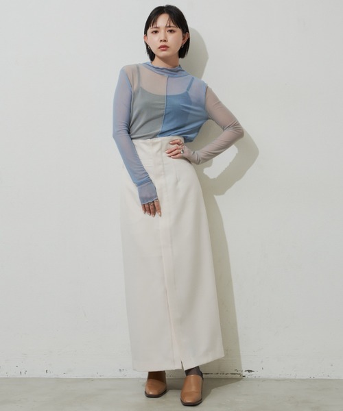 Aunt Marie's（アントマリーズ）の「シアーハイネックトップス（Tシャツ/カットソー・レディース・ホワイト/グリーン/ブラック/ブルー・FREE）」の22枚目の写真