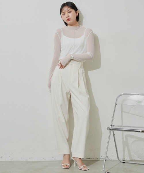 Aunt Marie's（アントマリーズ）の「シアーハイネックトップス（Tシャツ/カットソー・レディース・ホワイト/グリーン/ブラック/ブルー・FREE）」の18枚目の写真