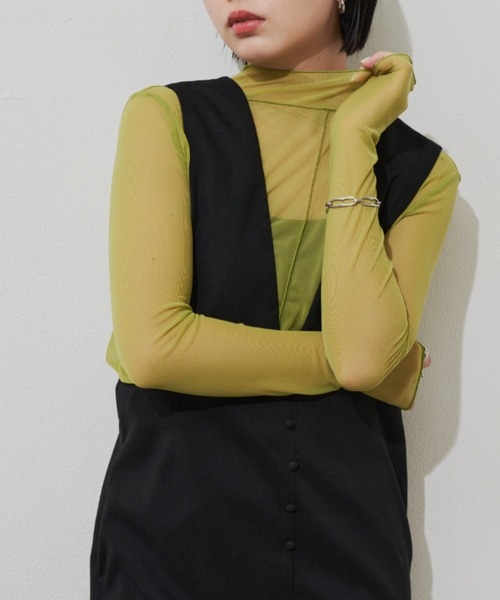 Aunt Marie's（アントマリーズ）の「シアーハイネックトップス（Tシャツ/カットソー・レディース・ホワイト/グリーン/ブラック/ブルー・FREE）」の20枚目の写真