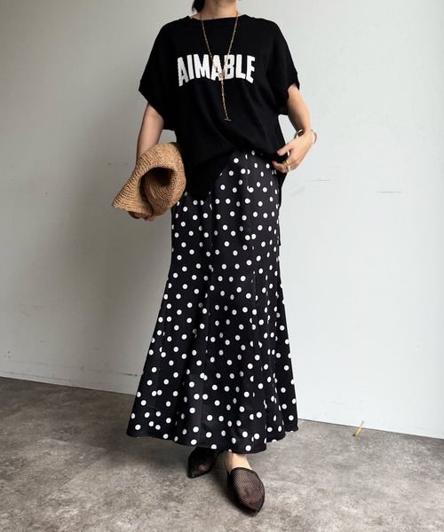 DouDou(ドゥドゥ)の「【WEB限定】 AIMABLEロゴインターシャベスト(ニット/セーター・レディース・ブラック/グレイッシュベージュ/ライトグレー・FREE)」の4枚目の写真