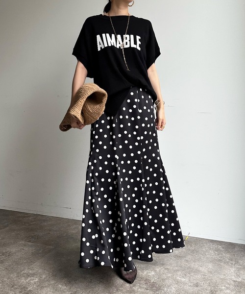 DouDou(ドゥドゥ)の「【WEB限定】 AIMABLEロゴインターシャベスト(ニット/セーター・レディース・ブラック/グレイッシュベージュ/ライトグレー・FREE)」の5枚目の写真