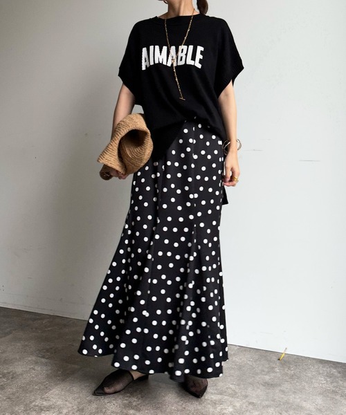 DouDou(ドゥドゥ)の「【WEB限定】 AIMABLEロゴインターシャベスト(ニット/セーター・レディース・ブラック/グレイッシュベージュ/ライトグレー・FREE)」の7枚目の写真