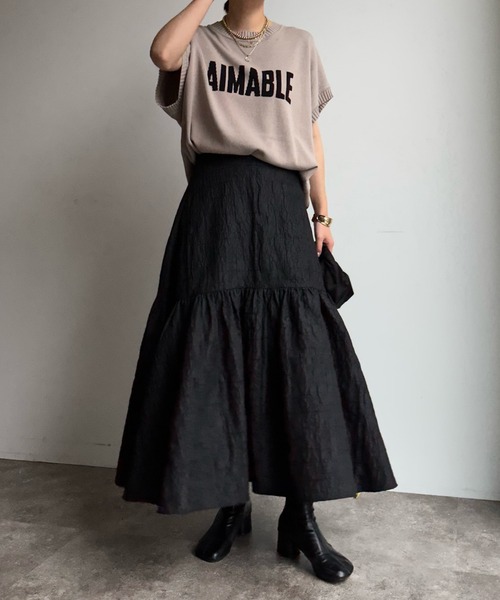 DouDou(ドゥドゥ)の「【WEB限定】 AIMABLEロゴインターシャベスト(ニット/セーター・レディース・ブラック/グレイッシュベージュ/ライトグレー・FREE)」の15枚目の写真