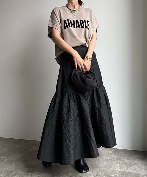 DouDou(ドゥドゥ)の「【WEB限定】 AIMABLEロゴインターシャベスト(ニット/セーター・レディース・ブラック/グレイッシュベージュ/ライトグレー・FREE)」の16枚目の写真