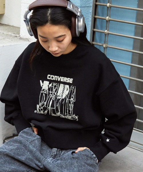 CONVERSE(コンバース)の「【CONVERSE/コンバース】ソリマチアキラ イラストグラフィック裏毛オーバーサイズスウェット(Tシャツ/カットソー・レディース・ホワイト系1/ホワイト系2/ブラック系1/ブラック系2・M/L)」の3枚目の写真