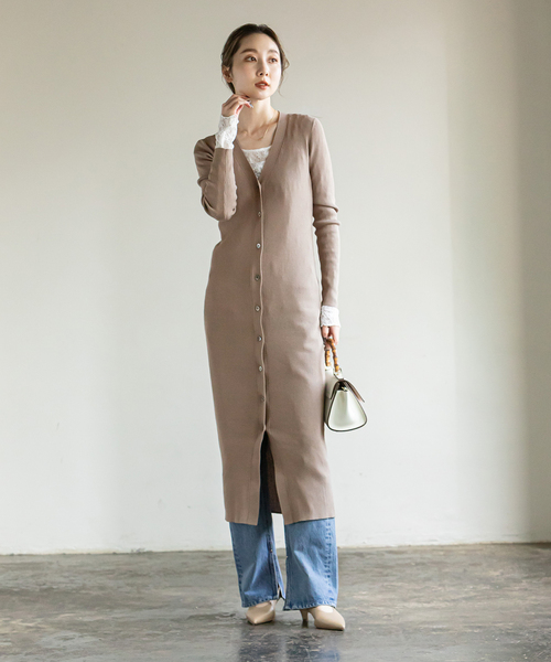 Noble（ノーブル）の「ロングリブニットカーディガン（カーディガン