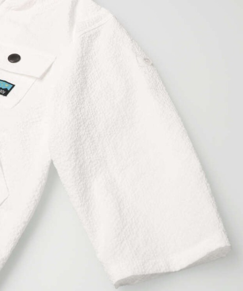 Daddy Oh Daddy（ダディーオーダディー）の「シアサッカー袖ロールアップパーカー（パーカー・キッズ・ブルー/ホワイト・100/140/120/130/110）」の7枚目の写真