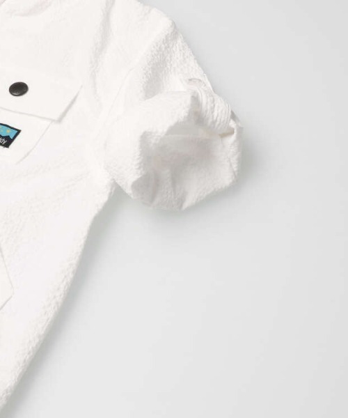 Daddy Oh Daddy（ダディーオーダディー）の「シアサッカー袖ロールアップパーカー（パーカー・キッズ・ブルー/ホワイト・100/140/120/130/110）」の6枚目の写真