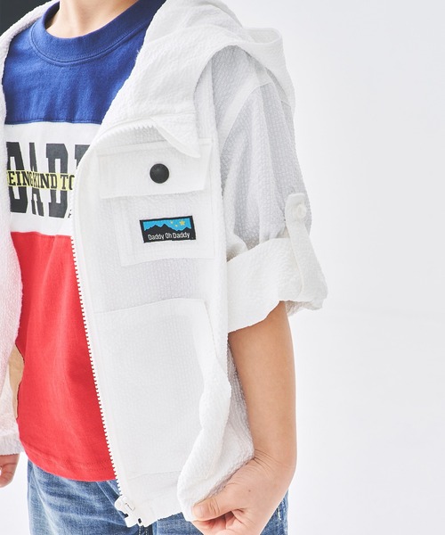 Daddy Oh Daddy（ダディーオーダディー）の「シアサッカー袖ロールアップパーカー（パーカー・キッズ・ブルー/ホワイト・100/140/120/130/110）」の11枚目の写真