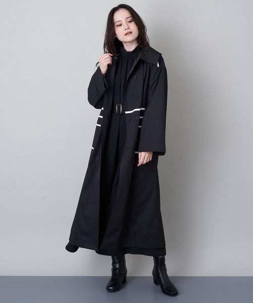 A de a.v.v（アードアー・ヴェ・ヴェ）の「バイカラーパイピングダブルボタントレンチコート（トレンチコート・レディース・ミント/ブラック・36/38）」の7枚目の写真