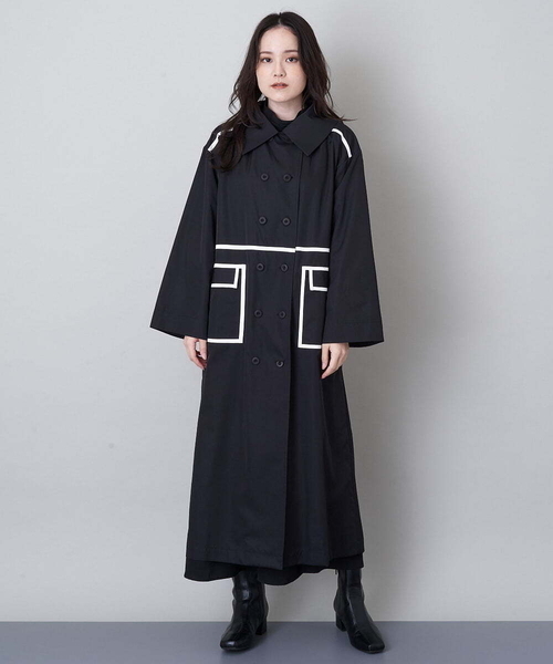 A de a.v.v（アードアー・ヴェ・ヴェ）の「バイカラーパイピングダブルボタントレンチコート（トレンチコート・レディース・ミント/ブラック・36/38）」の11枚目の写真