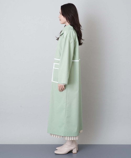 A de a.v.v（アードアー・ヴェ・ヴェ）の「バイカラーパイピングダブルボタントレンチコート（トレンチコート・レディース・ミント/ブラック・36/38）」の12枚目の写真