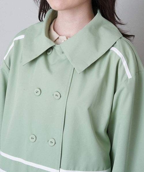 A de a.v.v（アードアー・ヴェ・ヴェ）の「バイカラーパイピングダブルボタントレンチコート（トレンチコート・レディース・ミント/ブラック・36/38）」の14枚目の写真