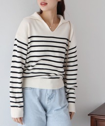 BLUEEAST | ボーダースキッパーニットプルオーバー(ニット/セーター)