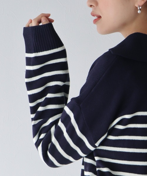 BLUEEAST（ブルーイースト）の「ボーダースキッパーニットプルオーバー（ニット/セーター・レディース・アイボリー/グレー/ネイビー・MEDIUM）」の20枚目の写真