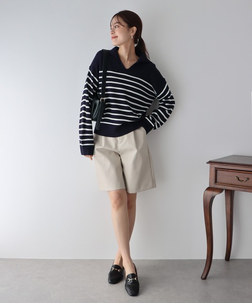 BLUEEAST（ブルーイースト）の「ボーダースキッパーニットプルオーバー（ニット/セーター・レディース・アイボリー/グレー/ネイビー・MEDIUM）」の19枚目の写真