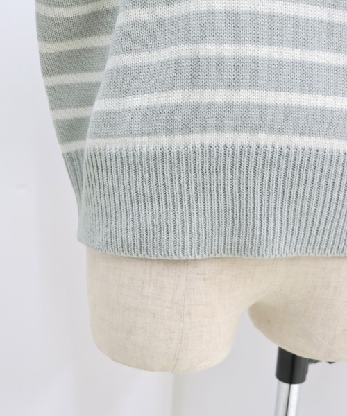 BLUEEAST（ブルーイースト）の「ボーダースキッパーニットプルオーバー（ニット/セーター・レディース・アイボリー/グレー/ネイビー・MEDIUM）」の10枚目の写真