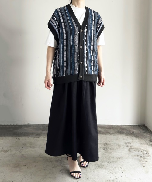 COMMON WARE（コモンウェアー）の「COMMONWARE:3Dニットベスト（ベスト・レディース・ブラック/グリーン/ネイビー/ベージュ・L/M）」の8枚目の写真