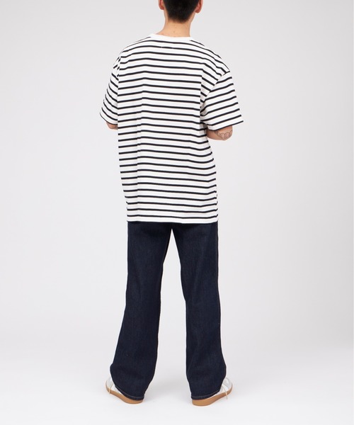 UNDECORATED(アンデコレイテッド)の「UNDECORATED Organic Cotton Border S/S T-Shirt(Tシャツ/カットソー・メンズ・ローズ/ブラック/ホワイト・2/3)」の5枚目の写真