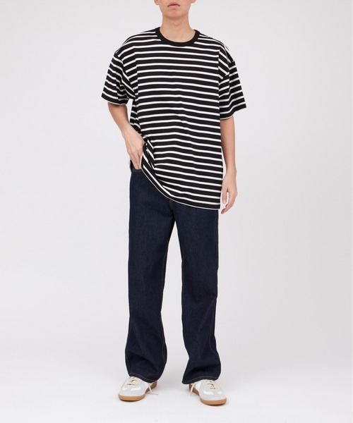 UNDECORATED(アンデコレイテッド)の「UNDECORATED Organic Cotton Border S/S T-Shirt(Tシャツ/カットソー・メンズ・ローズ/ブラック/ホワイト・2/3)」の7枚目の写真