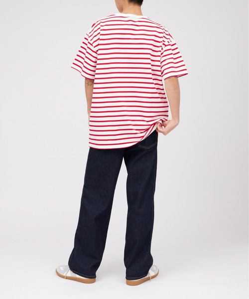 UNDECORATED(アンデコレイテッド)の「UNDECORATED Organic Cotton Border S/S T-Shirt(Tシャツ/カットソー・メンズ・ローズ/ブラック/ホワイト・2/3)」の9枚目の写真