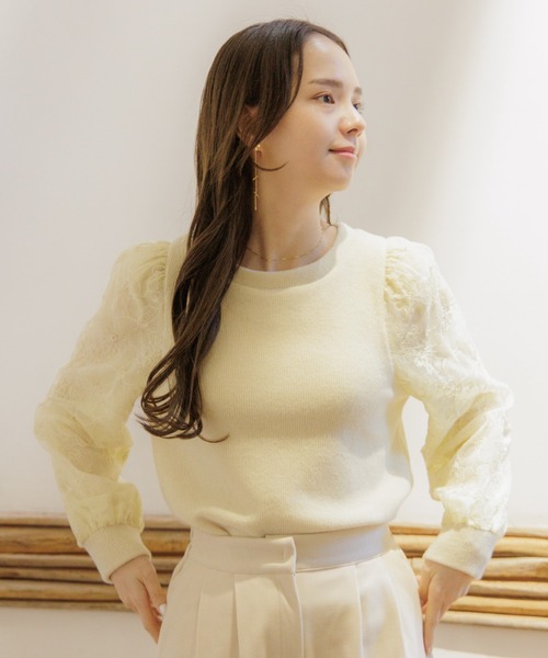 flower（フラワー）の「スリーブレースブラウス（シャツ/ブラウス・レディース・アイボリー/イエロー・FREE）」の2枚目の写真