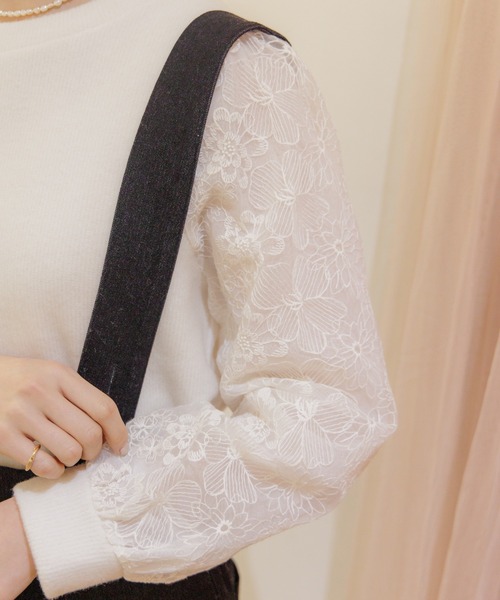 flower（フラワー）の「スリーブレースブラウス（シャツ/ブラウス・レディース・アイボリー/イエロー・FREE）」の5枚目の写真