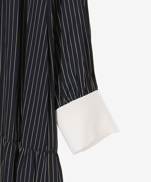 le.coeur blanc（ルクールブラン）の「カッセンストライプギャザーシャツワンピース（シャツワンピース・レディース・ベージュ系その他2/ブルー系その他4・38）」の18枚目の写真